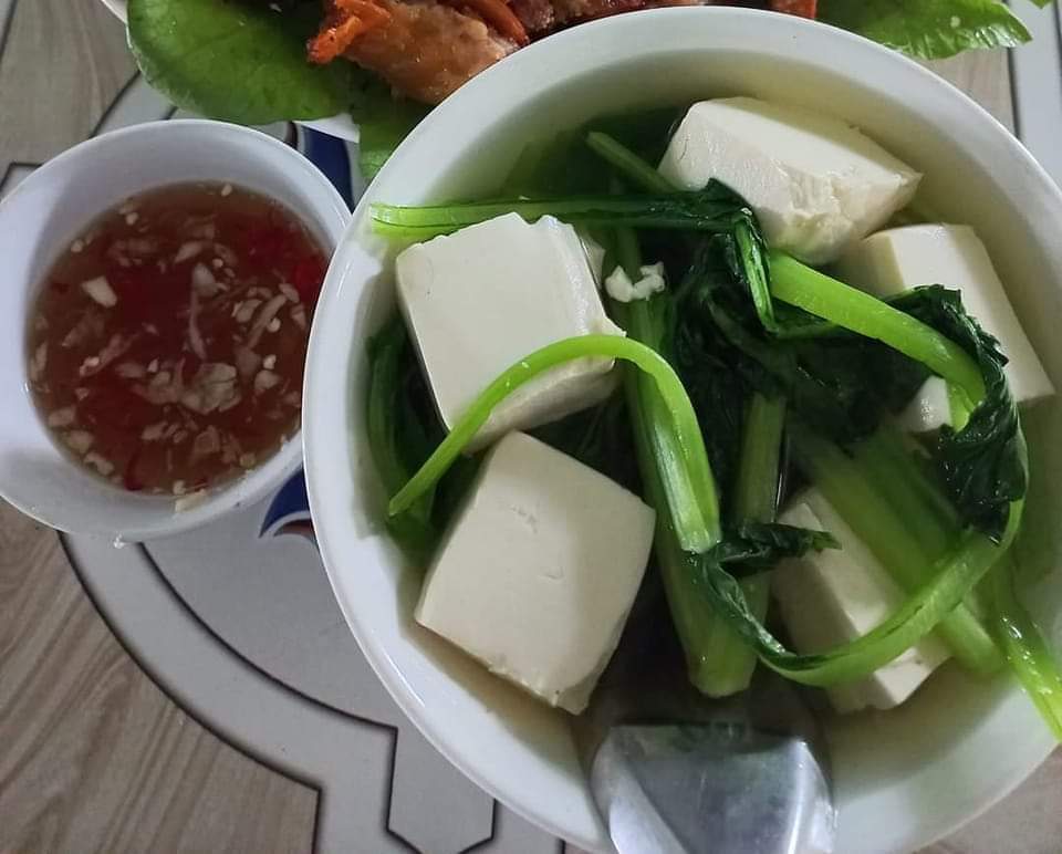 Canh tàu hủ cải ngọt - ăn chay đúng cách